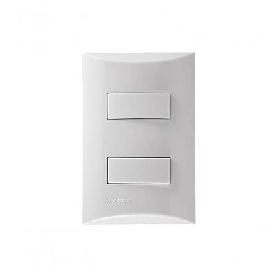 Placa Horizontal com 2 Interruptores Simples 10A Brava Branco Soprano