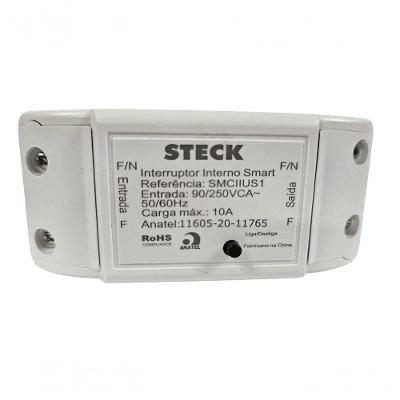 Módulo de Interruptor Interno Smarteck Wi-Fi 10A com Comando por Voz Branco Steck SMCIIUS1