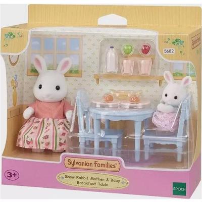 Mesa de Café da Manhã 5682 Mamãe Bebê Coelhos de Neve Branco Epoch