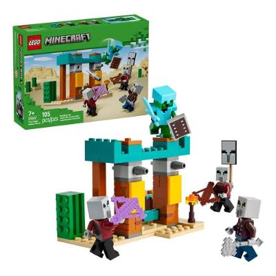 Brinquedo 21267 Mini com Temática Minecraft Mísseis Lançáveis e Defesa Contra Illagers Verde Lego