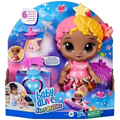 Boneca Baby Alive Star Besties Bella Brilhante com Acessórios Tema Espacial Roxo Hasbro F7361