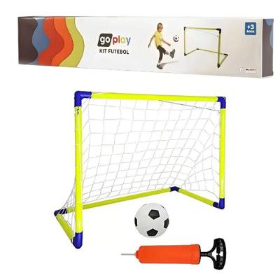 Kit Futebol BR952 com Trave de Gol Bola Bomba Portatil Verde Azul Multikids