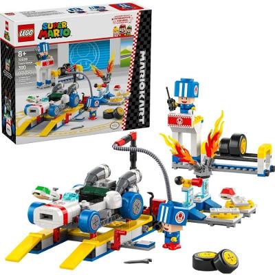 Kit de Brinquedo 72035 Mario Kart Garagem Pit Stop com Elevador Funcional Azul Lego