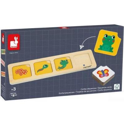 Jogo Educativo Janob J05083 com Sequência Cronológica e Autocorreção Amarelo 40 Cartas e Base