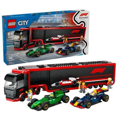 Caminhão de Transporte com Carros de Fórmula 1 60445 com Trailer Sala de Simulador Branco Lego