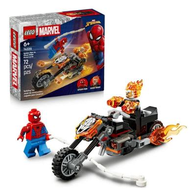 Brinquedo de Montar 76335 Homem Aranha Vs Motoqueiro Fantasma com Motocicleta com Chamas