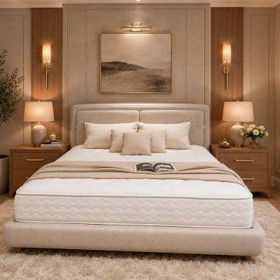 Cama Japonesa King Seo Yun com Cabeceira Madeira Eucalipto Linho Bege Sallar Home