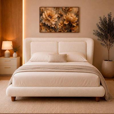 Cama Japonesa Queen Haru com Cabeceira Blind Bouclé Off White Sallar Home