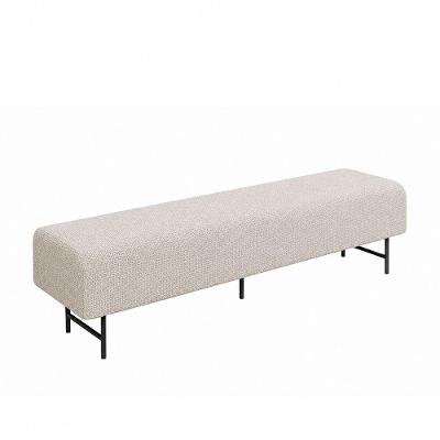 Puff Recamier Lauri Reto Assento Espuma Revestimento Linho Bege 140CM Sallar Home