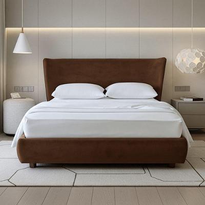 Cama Japonesa King Seo King com Cabeceira Madeira Veludo Marrom Sallar Home
