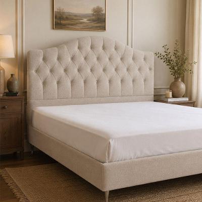 Cabeceira Balence King Madeira Maciça Revestida em Linho Bege Sallar Home 195CM