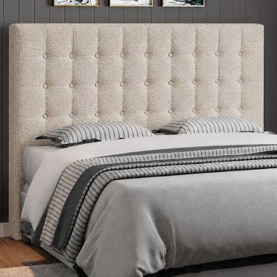 Cabeceira Casal Libia Madeira Maciça Revestida em Linho Bege Sallar Home 140CM