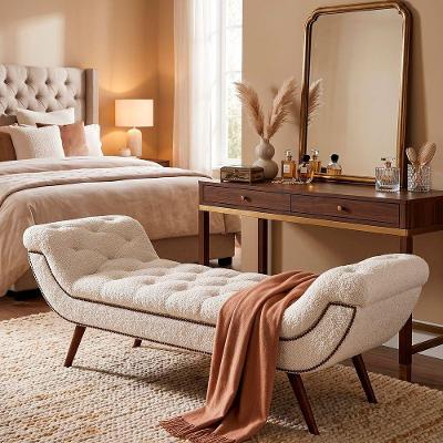 Puff Recamier Awa Retangular Espuma Bouclé Off White Sallar Home
