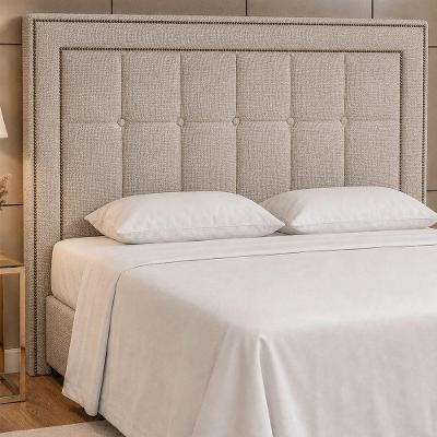 Cabeceira Estofada Casal Wellbe Madeira Maciça Linho Bege Sallar Home 140CM