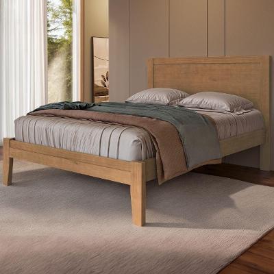 Cama Casal 140cm Lazio Madeira Maciça Freijó F07 Marrom com Cabeceira Mpozenato