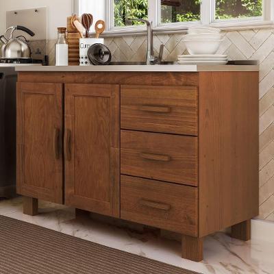 Balcão de Cozinha Giana 2 Portas 3 Gavetas 120CM Castanho Mpozenato