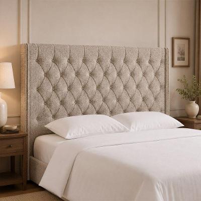 Cabeceira Estofada Soft Casal Fixação no Box Madeira Maciça Linho Bege 150CM Sallar Home