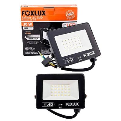 Kit 2 Refletor LED Foxlux 30W SMD IP65 Luz Branca Fria 6500K Bivolt Preto