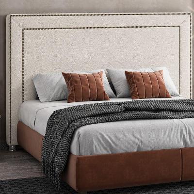 Cabeceira Estofada Line Queen 160cm Madeira Maciça Bouclé Off White Sallar Home