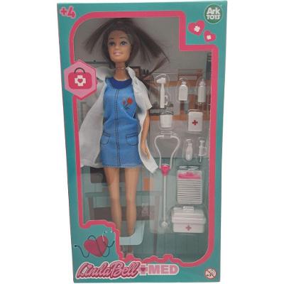 Boneca Linda Bell Veterinária com Acessórios de Profissão para Faz de Conta Ark Brasil