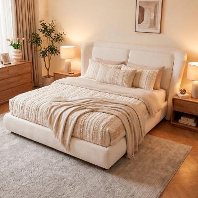 Cama Japonesa Queen Seo com Cabeceira Blind Bouclé Off White Madeira Eucalipto Sallar Home 174CM