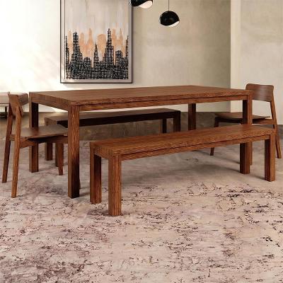 Conjunto de Jantar Floris 4 Lugares Tampo em MDF com Bancos e Cadeiras Castanho Mpozenato