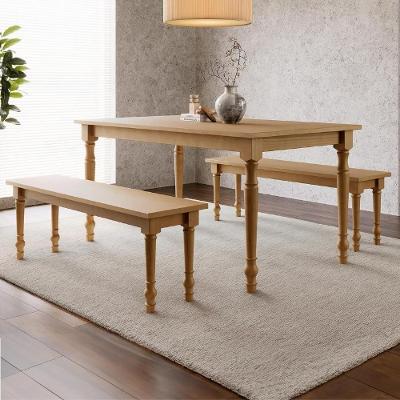 Conjunto de Mesa e Bancos Rubia 2 Lugares Tampo em MDF Marrom 160CM Mpozenato
