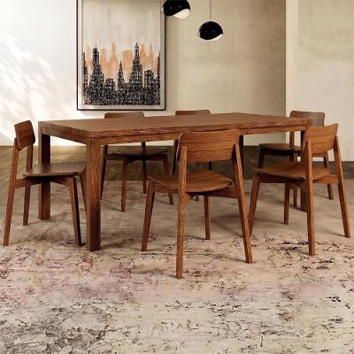 Conjunto de Jantar Floris 6 Lugares Tampo em Madeira Linho Castanho 180CM Mpozenato