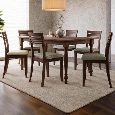 Conjunto de Mesa e Cadeiras Rubia 6 Lugares Tampo MDF Café 160CM Mpozenato