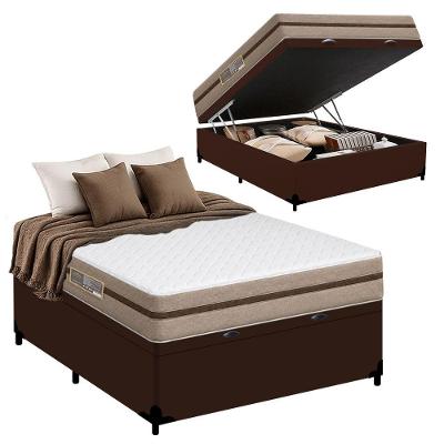 Cama Box com Baú Casal Bioclassic Molas Ensacadas Tecido Sintético Bege Royal Sleep 138CM