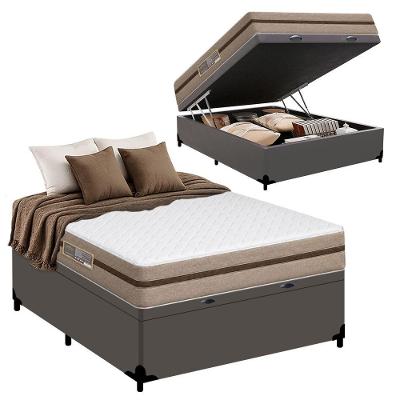 Cama Box com Baú Casal Bioclassic Molas Ensacadas Tecido Cinza Royal Sleep 138CM
