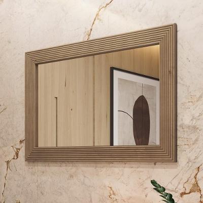 Espelho Decorativo Nira Retangular 120CM Madeira Maciça para Quarto Marrom Mpozenato