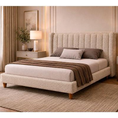Cama Japonesa Casal Yeon Corea com Cabeceira Estofada Linho Bege Sallar Home