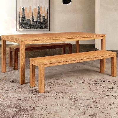 Conjunto de Jantar Floris 3 Lugares Tampo MDF Bancos Rustic 180CM Mpozenato