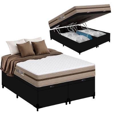 Cama Box com Baú Casal Bioclassic Molas Ensacadas Tecido Preto Royal Sleep 138CM