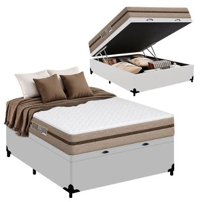 Cama Box com Baú Casal Bioclassic Molas Ensacadas Tecido Liso Branco Royal Sleep 138CM