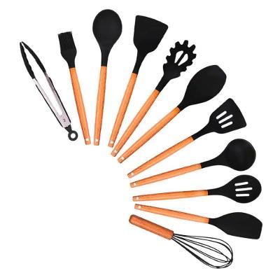 Kit Utensílios 12 Peças Silicone MDF Resistente 230°C com Porta Utensílios Aquilae