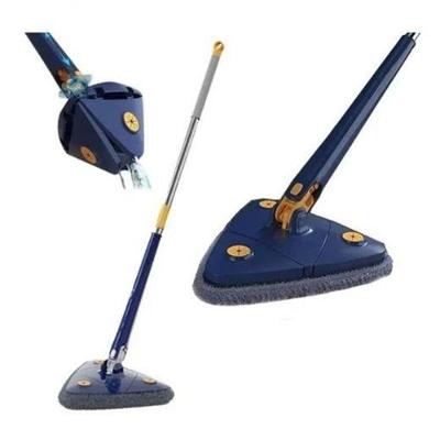 Mop de Limpeza Triângulo Giratório 360 Esfregão para Cantos e Tetos PP e Aço Inoxidável Azul Aquilae