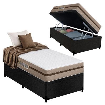 Cama Box com Baú Solteiro Bioclassic Molas Ensacadas Suede Prata 88CM Royal Sleep
