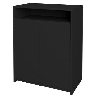 Balcão Cool 2 Portas sem Gavetas com Nicho MDP 60CM Preto Artany