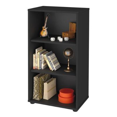Estante Livreiro Clean 3 Prateleiras 3 Nichos MDP Preto 45CM Artany
