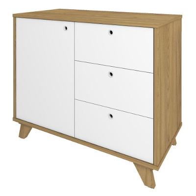 Balcão Aparador Lugano 1 Porta 3 Gavetas MDP 90,5CM Branco Artany