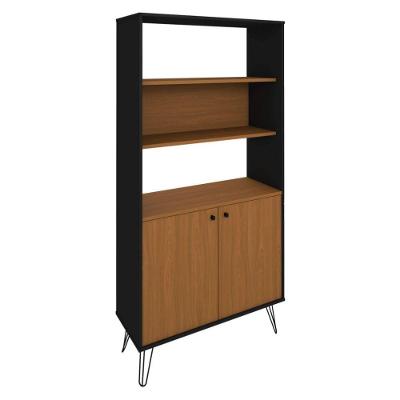 Estante Multiuso Hit 2 Portas 2 Prateleiras MDP 90CM Freijo Preto Artany com Pes Metalicos Estilo
