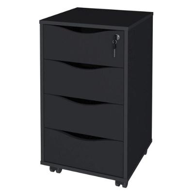 Gaveteiro Bit Moderno 4 Gavetas MDP com Rodízios Preto Artany