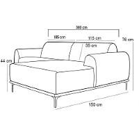 Sofá 5 Lugares Com Chaise Molino 300 Cm Marsala C-278 - 8