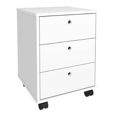 Gaveteiro New Moderno 3 Gavetas MDP com Rodízios Branco 40CM Artany