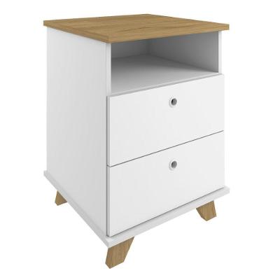 Gaveteiro Day Moderno 2 Gavetas MDP MDF com Nicho Olmo Branco Artany