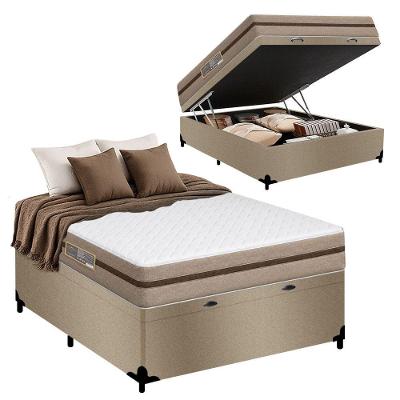Cama Box Baú Casal Bioclassic com Colchão Molas Ensacadas Pillow Top Bege 138CM