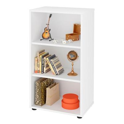 Estante Multiuso Clean Moderno Livreiro 3 Prateleiras 3 Nichos MDP Branco 45CM Artany