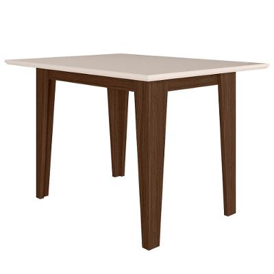 Mesa de Jantar Kate 4 Lugares Retangular MDP Amendoa Off White Poliman Móveis